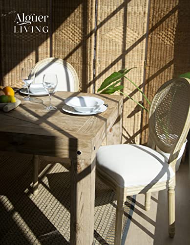 ALGUER LIVING - Bella Rattan - Pack De Dos Sillas Estilo Romántico Ideal, Sillas Comedor, Sillas De Espera, Sillas De Roble Tapizadas, Sillas para Sala De Estar, Sillas para Habitación, 96x56x49cm