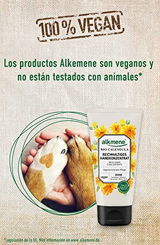 alkmene crema de manos concentrada en caléndula orgánica - crema para manos secas y agrietadas - crema vegana sin siliconas, parabenos, aceite mineral, PEGs, SLS y SLES (3x 75 ml)