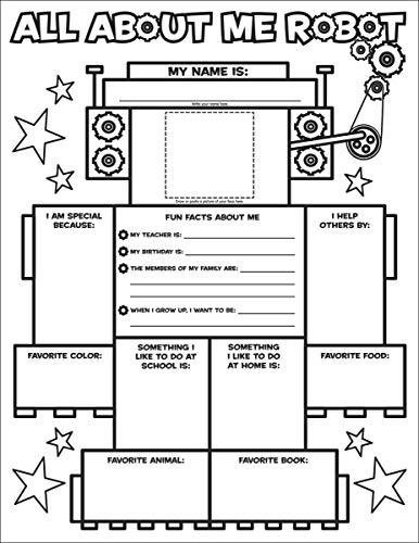 All-About-Me Robot Graphic Organizer Posters: 30 Fill In Personal Posters for Kids to Display With Pride