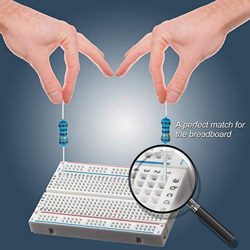 ALLDREI 0 Ω to 1 Mega Ohm resistencias surtido de 1% tolerancia, 1/4 W película de resistencia de metal, juego de 550 piezas y 17 valores/excelente ajuste para paneles de pan/Arduino raspberry pi