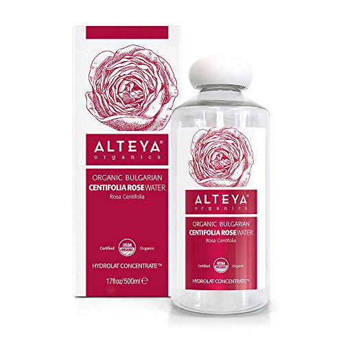 Alteya Organic Centifolia Agua de rosas 500 ml – 100% orgánico certificado USDA botella grande auténtica pura rosa Centifolia flor vapor destilada