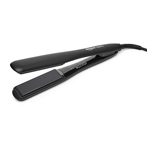 Amazon Basics - Plancha de peluquería de cerámica de tourmalina y PTC con función de apagado automático y pantalla LCD, 3,2 cm, color negro