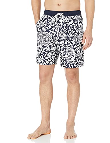 Amazon Essentials Bañador de 9"de secado rápido fashion-swim-trunks, Black Vintage Floral, US XS (EU XS)