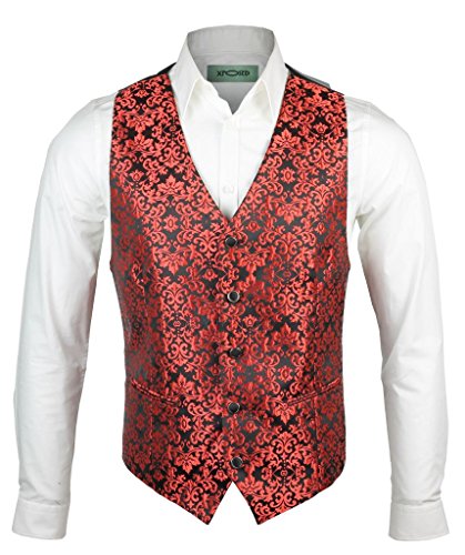 Americana para hombre, roja, con estampado de cachemira, diseño italiano, entallada, tallas 36-54 Rojo rosso 56