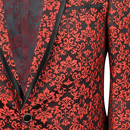 Americana para hombre, roja, con estampado de cachemira, diseño italiano, entallada, tallas 36-54 Rojo rosso 56