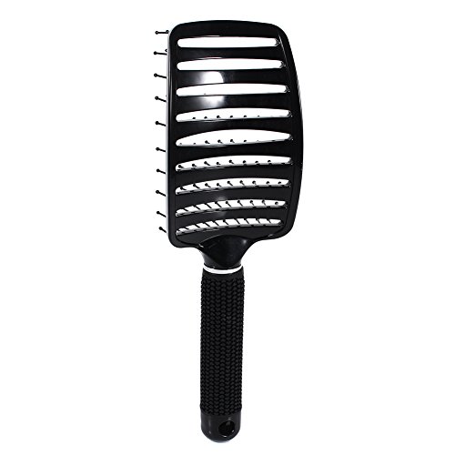 ANGGREK Cepillo de ventilación Antiestático Curvado Vent Peine para el Cabello Masajeador Cepillo para el Cabello Flex Styling Secado por soplado Glide Salon Herramienta de peluquería(Negro)