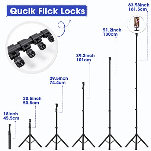 Anillo de luz con trípode, 3 colores y 10 niveles de brillo en vivo, mando a distancia y soporte para teléfono móvil para maquillaje, streaming en directo, YouTube, Tiktok, Vlog y fotografía