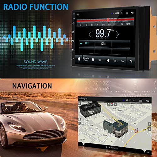 ANKEWAY Radio Coche 2 DIN Android 9,1 GPS Navigation 7 Pulgadas 1080P HD Pantalla Táctil Multimedia Car Player(1G/16G)+WiFi Internet+Llamada Manos Libres Bluetooth+Cámara de Visión Trasera+Mirror Link