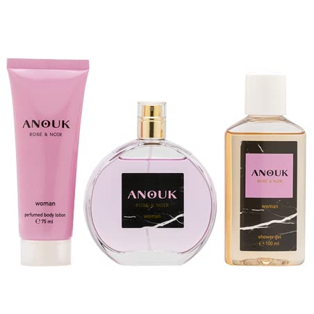 Anouk Rose & Noir Estuche de Regalo para Mujer EdT 100 ml + Body Lotion 75 ml + Gel Baño 100 ml