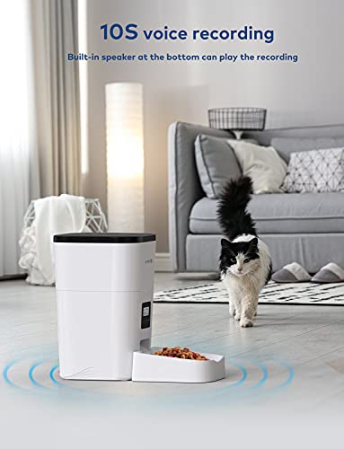 AONBOY Comedero Gato/Perro, Dispensador Automático Comida Gatos, Tapa Deslizante, Control de Tiempo 1-4 Comidas al día, Grabación de Voz 10S, Adecuado para Mascotas Pequeñas y Medianas