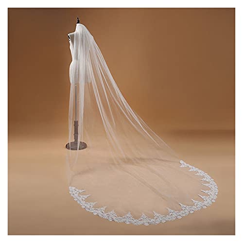 AOZAX Voile One Layer Lace Edge Catedral Boda Velo Long Nupcial Women Accesorios (Color : White, Item Length : 200cm)