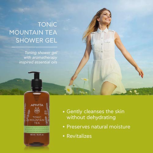 Apivita Tonic Mountain Tea Gel de Baño con Aceites Esenciales, 500ml