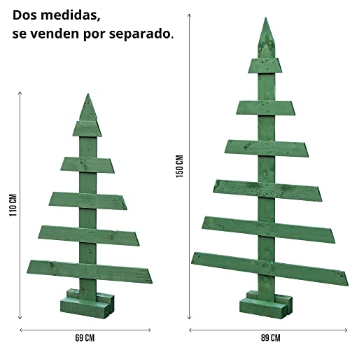 Árbol de Navidad de Madera Natural, con Lamas de Madera Maciza, Hecho a Mano con Madera Reutilizada y Pintura Ecológica al Agua, para Hogar, Oficinas, Tiendas, Escaparates, Hall-Office.