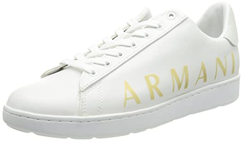 Armani Exchange Copenhagen Logo Low Top, Sneaker Mujer, Optical White+Gold, 41 EU