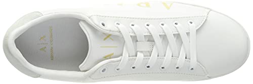 Armani Exchange Copenhagen Logo Low Top, Sneaker Mujer, Optical White+Gold, 41 EU