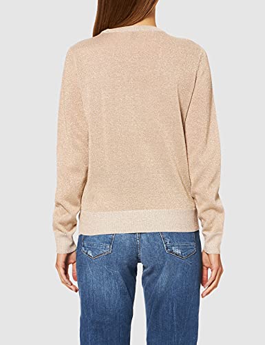 Armani Exchange Crewneck Jersey con Eco Leather Patch Milano NY Gold Printed Sudadera, Dorado, M para Mujer