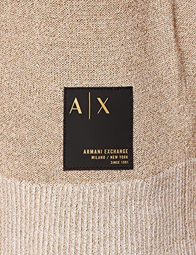 Armani Exchange Crewneck Jersey con Eco Leather Patch Milano NY Gold Printed Sudadera, Dorado, M para Mujer