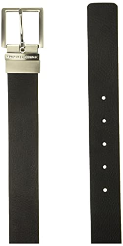 Armani Exchange Leather Belt Cinturón, Negro (Black/Navy 43020), 110 (Talla del Fabricante: 38) para Hombre