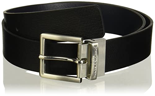 Armani Exchange Leather Belt Cinturón, Negro (Black/Navy 43020), 110 (Talla del Fabricante: 38) para Hombre