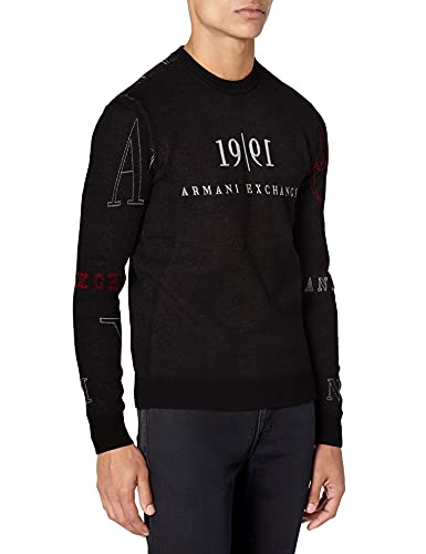 Armani Exchange Pullover Sweater, BLACK/BLACK/RED HERI, XS