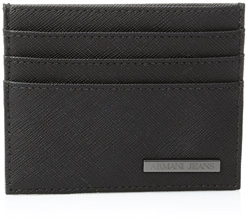 Armani Jeans Saffiano - Tarjetero para Hombre, Black, Talla única, Saffiano - Tarjetero en Relieve