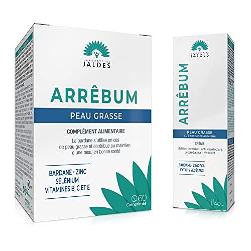 ARRÊBUM Pack IN & OUT | 60 Comprimidos + Crema 40ml | Pieles Grasas y/o con Tendencia al Acné | Reduce la Secreción de Sebo, Disminuye las Imperfecciones de las Manchas, Cierra los Poros