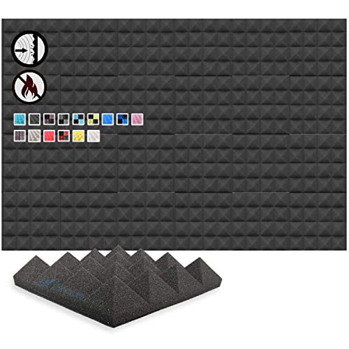 Arrowzoom 24 Paneles acustico absorción sonido Pirámide 25x25x5cm Espuma acústica aislamiento acustico estudio de grabación Casas Estudios Azulejos Incombustibles Insonorizados Negro