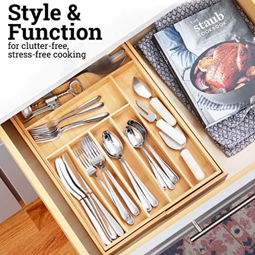 Artisware Bamboo Organizador del cajón Extensible, Cubiertos y Bandeja utensilio (7 Compartimentos Ampliable)