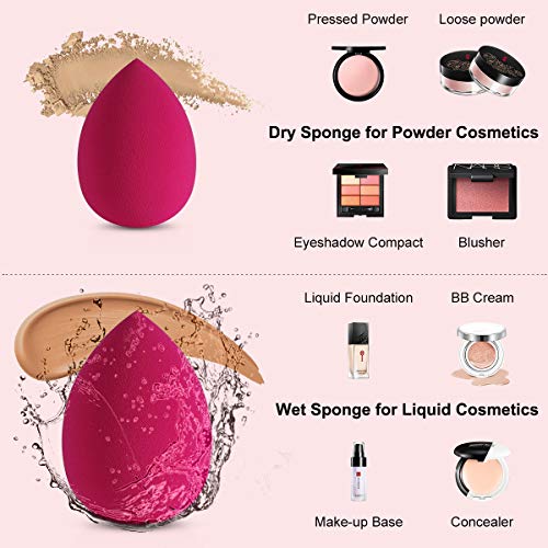 ARVOK Makeup Blender Esponjas de maquillaje de belleza, 6 piezas de esponjas de base sin látex para cosméticos líquidos/en polvo/en crema. con estuche de viaje transparente de 6 piezas (Opción 4)