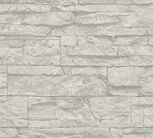 A.S. Creation 10.05 m x 0.53 m Gris Blanco Fabricado en Alemania 707116 7071-16, Grau, Weiß, 10,05 x 0,53 m