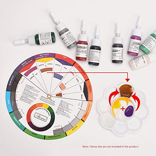 ATOMUS Guía de colores kit de la rueda de color Tattoo Pigment Chart Suministros para pintura permanente de cejas Lip Body Tattoo