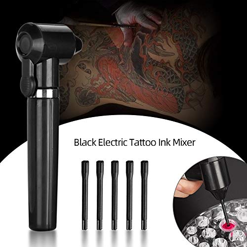 ATOMUS Tattoo Ink Mixer Machine Kit Black Electric Tattoo Pigment Agitator Mixing 100pcs Mixing Sticks Tattoo Ink Cups 1pc Mini Color Wheel for Tattoo Maquillaje permanente Microblading