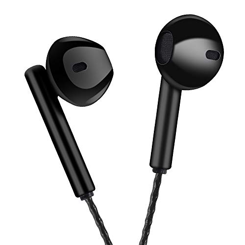 Auriculares, Auriculares con micrófono, Resistentes al Sudor, Aislamiento de Ruido, Sonido, Graves potentes. (Negro)