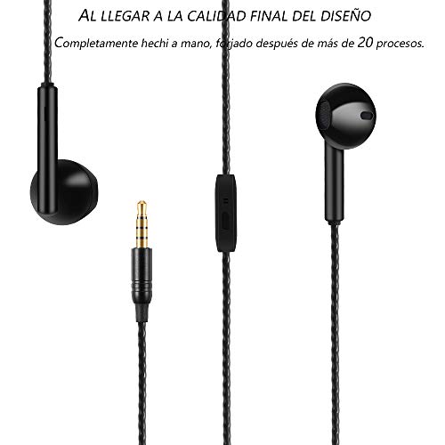 Auriculares, Auriculares con micrófono, Resistentes al Sudor, Aislamiento de Ruido, Sonido, Graves potentes. (Negro)