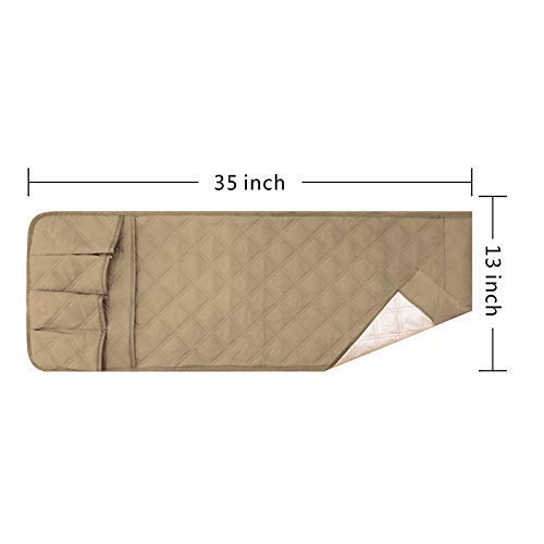 ausuky Cinco bolsillos grande memoria espacio reposabrazos organizador colgante sofá Caddy bolsa de almacenamiento TV control remoto titular sofá (beige)