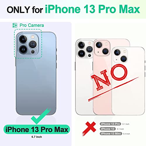 AWJK Funda para iPhone 13 Pro/13 Pro MAX, Funda De Goma De Silicona De Primera Calidad con Tarjetero Magnético Desmontable para Cartera,Verde,for iPhone13pro MAX