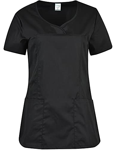 B-well Ines Casaca Elástica Señora Uniforme Estética Casacas Sanitarias Mujer Manga Corta Cuello V Uniformes Sanitarios Mujereterinarios Negro XXL