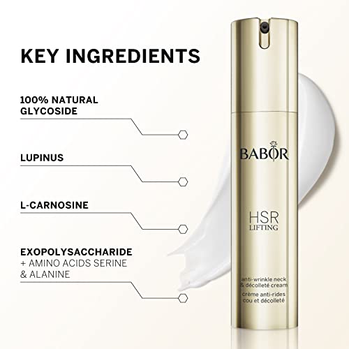 BABOR HSR LIFTING Neck & Décolleté Cream, Crema antienvejecimiento para cuello y escote, Con manteca de karité y pantenol, 1 x 50ml