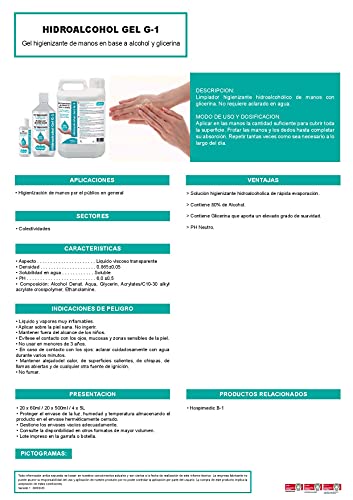 Bacterisan Gel de Manos Desinfectante Hidroalcohólico con Dosificador, Higienizante Antiséptico, Hipoalergénico, sin enjuague, 500 ml 80% alcohol (20)