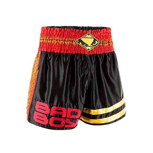 Bad Boy Men 's TII Sok – Pantalones Cortos para Muay Thai, Hombre, Color Black/Red/Gold, tamaño XS