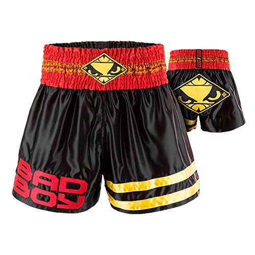 Bad Boy Men 's TII Sok – Pantalones Cortos para Muay Thai, Hombre, Color Black/Red/Gold, tamaño XS