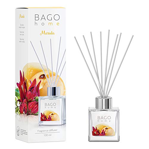 BAGO home Difusor de Varillas Perfumado - Marula, 100 ml | con 8 Palitos de Fibra | Ambientador sin Alcohol para casa, oficina, baño