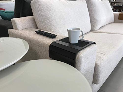 Bandeja de MDF plegable y portátil para sofá o sillón. Mesa para colocar en brazo para sofá. Ideal para bebidas, mando a distancia o teléfonos móviles.