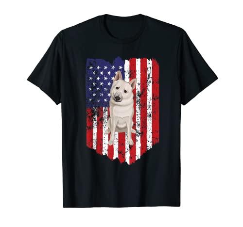 Bandera Americana Noruega Buhund 4 de Julio EE.UU Camiseta