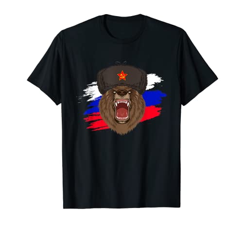 Bandera rusa Rusia oso ruso Camiseta