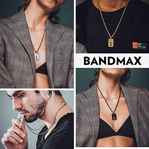 bandmax Collar Oro Hombre Chapa Militar con Inicial de Nombre H Colgante Identidad Mujer Dorado