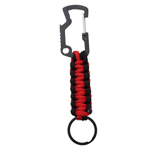 Baoblaze Mosquetón Clip de Cinturón Deportes Al Aire Libre Molle Paracord Llavero Pesca Trekking Caminatas - Negro Rojo