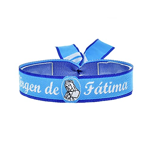 BDM Pulsera de la Virgen de Fatima, Cinta religiosas con Virgen de Tela Bordada Ajustable para Hombre y Mujer.