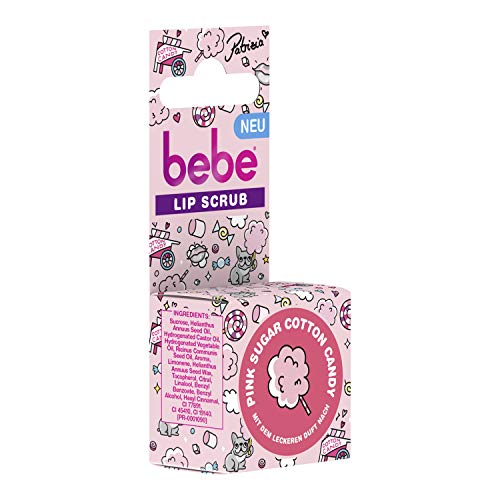 Bebe Lip Scrub Pink Sugar Cotton Candy - Líquido para labios (22 g), color rosa