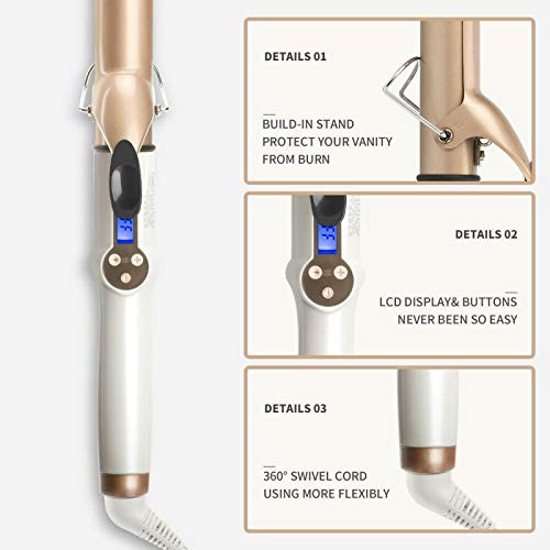 BECCYYLY Curling Ironelectric Professional Ceramic Curling Iron LCD Curling Iron Curling Varita Varita Herramienta de Peinado de Moda